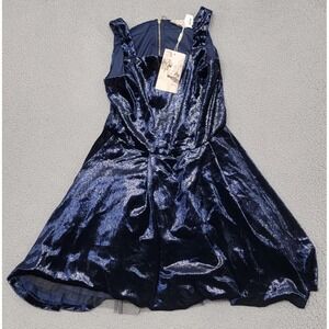 Hannah Banana Dress Girls 14 Navy Blue Velvet Party Fit Flare HB24300M